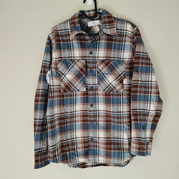 Aritzia TNA Oversized Cotton Plaid Shirt - 2021 - Jorie WHS (Brown/Blue/White) - Picture 2 of 15